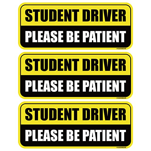 GEEKBEAR Student Driver Car Magnet - Colorful, Reflective, Weather-Resistant - Rectangular 8.7 x 3.5 in (Yellow/Black, 3 Pack) - Image 1