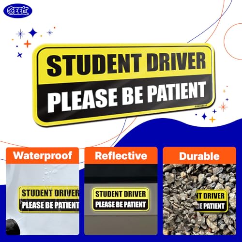 GEEKBEAR Student Driver Car Magnet - Colorful, Reflective, Weather-Resistant - Rectangular 8.7 x 3.5 in (Yellow/Black, 3 Pack) - Image 4
