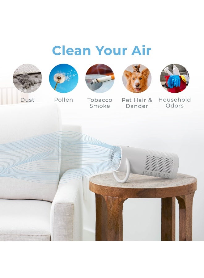 Pure Enrichment منقي الهواء المحمول الصغير من بيور إنريشمنت بيور زون بدون سلك مع فلتر HEPA حقيقي ينظف الهواء ويزيل 99.97% من الغبار والروائح والمواد المسببة للحساسية بالقرب منك للسيارات والمدارس والمكاتب باللون الأبيض - Image 4