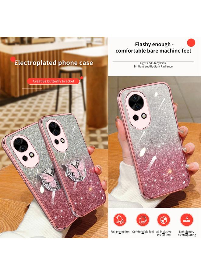 Zaboon Case For Huawei nova 12 Pro Plated Gradient Glitter Butterfly Holder TPU Phone Case - Image 3