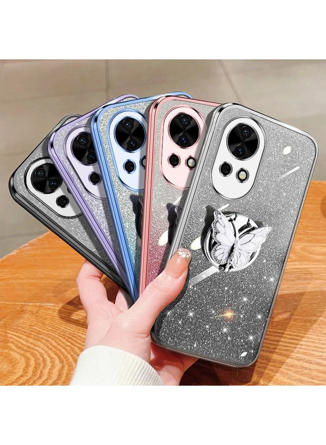 Zaboon Case For Huawei nova 12 Pro Plated Gradient Glitter Butterfly Holder TPU Phone Case - Image 2