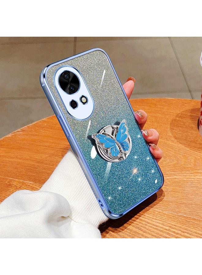 Zaboon Case For Huawei nova 12 Pro Plated Gradient Glitter Butterfly Holder TPU Phone Case - Image 1