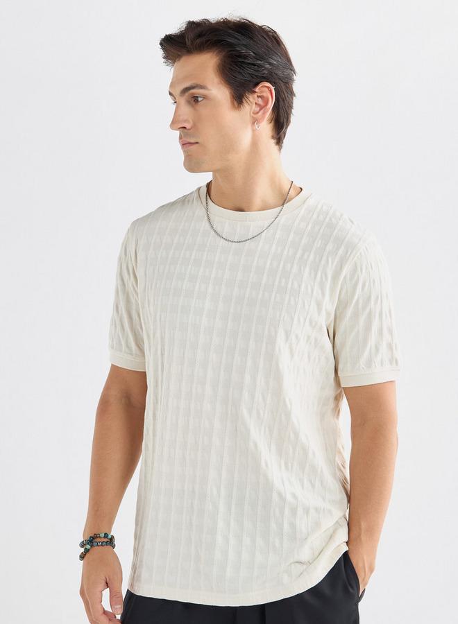 سبلاش فيڤ تيشيرت بارز الملمس بياقة ضيقة وأكمام قصيرة - Image 1