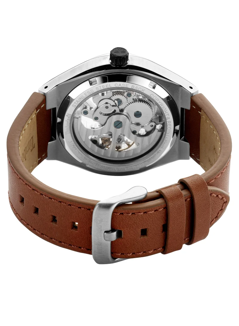Timberland Alburgh Men's Watch 46mm Analog Silver Dial Brown Leather Strap