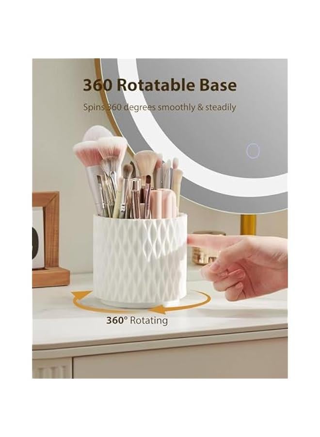 HOOKOR Makeup Brush Holder 【2024 Newest】 【Dustproof & Waterproof】 360 Rotating Cosmetics Make up Brush Organizer Storage with Lid for Vanity - Image 3