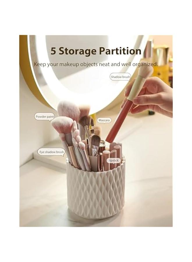 HOOKOR Makeup Brush Holder 【2024 Newest】 【Dustproof & Waterproof】 360 Rotating Cosmetics Make up Brush Organizer Storage with Lid for Vanity - Image 5