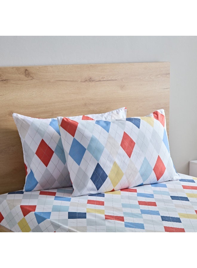 Home Box Nora 2-Piece Plaid Reversible Microfibre Pillow Cover Set 50 x 75 cm - Image 1