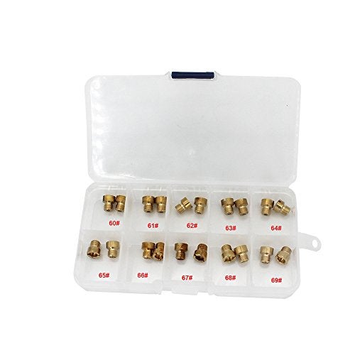 KIPA 20Pcs Carburetor Main Jet Assortment kit for Style AED Barry Grant Quick Fuel Demon Avenger Carburetor 1/4"-32 UNF Unified Fine Thread 2Pcs Per 60# 61# 62# 63# 64# 65# 66# 67# 68# 69# - Image 1