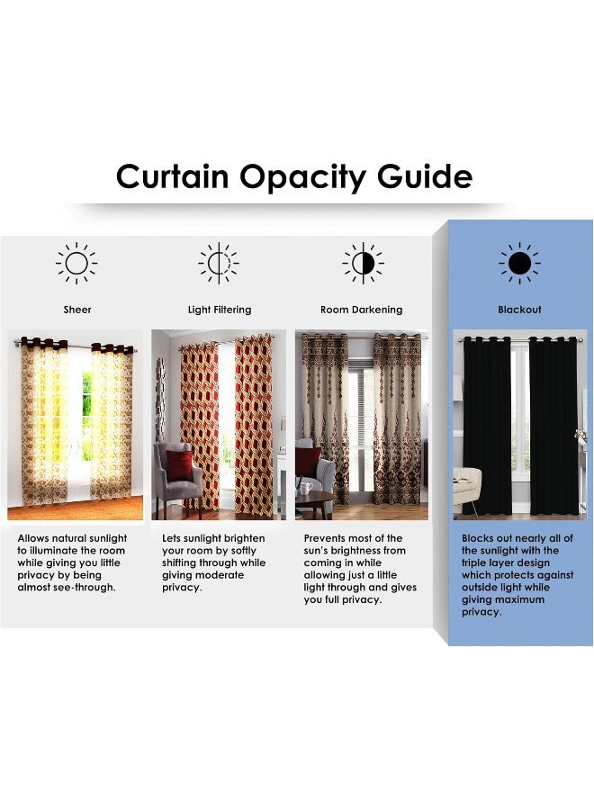 Story@Home Blackout Window Curtains, for Living/Bedroom. Premium Faux Silk, Rich Polyester. Light Blocking, Thermal Insulation, Noise Reduction. Grommet. Solid Blue, 2 Panels, 152cm/5ft - Image 5