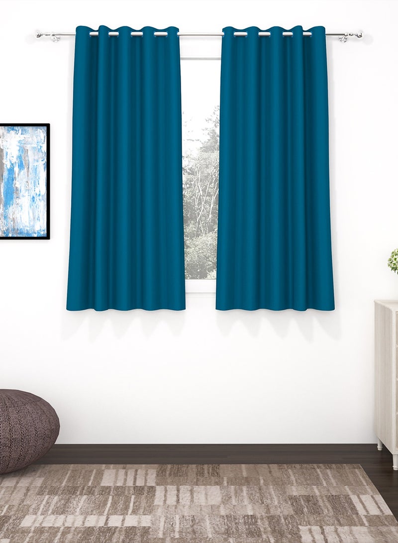 Story@Home Blackout Window Curtains, for Living/Bedroom. Premium Faux Silk, Rich Polyester. Light Blocking, Thermal Insulation, Noise Reduction. Grommet. Solid Blue, 2 Panels, 152cm/5ft - Image 1