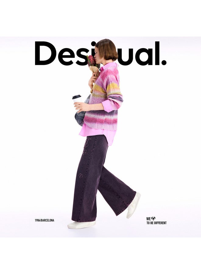 DESIGUAL 25 Fall/Winter New Wool Blend Cable Knit Stripe Print Women'S Sweater - Image 3