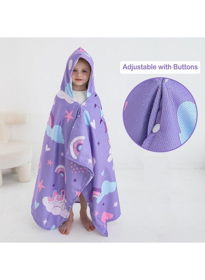 softan منشفة استحمام للأطفال بغطاء رأس، فائقة النعومة وامتصاص، منشفة شاطئ | منشفة مسبح للأطفال من عمر 0-8 سنوات، مستلزمات الأطفال للمواليد الجدد من الأولاد والبنات | 30X50 بوصة | وحيد القرن الأرجواني - Image 4