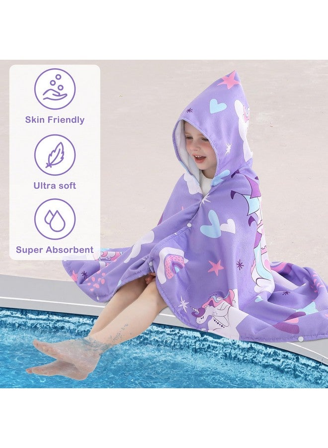 softan منشفة استحمام للأطفال بغطاء رأس، فائقة النعومة وامتصاص، منشفة شاطئ | منشفة مسبح للأطفال من عمر 0-8 سنوات، مستلزمات الأطفال للمواليد الجدد من الأولاد والبنات | 30X50 بوصة | وحيد القرن الأرجواني - Image 5