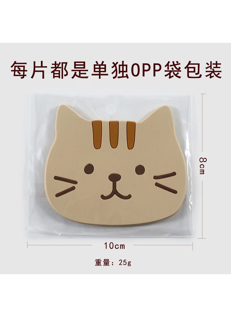Generic - Cat cute Coaster Factory Direct PVC non-slip anti-scalding mat bowl mat silicone tea cup mat insulation mat placematSmall yellow (10 * 8cm) Small yellow (10 * 8cm) - Image 1