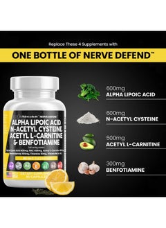 Clean Nutraceuticals Alpha Lipoic Acid 600Mg Nacetyl Cysteine 600Mg Acetyl Lcarnitine 500Mg Benfotiamine 300Mg Nerve Support Supplement For Women And Men With Vitamin B1 Vitamin B6 & Vitamin B12 Made In Usa 90 Caps  - Image 5