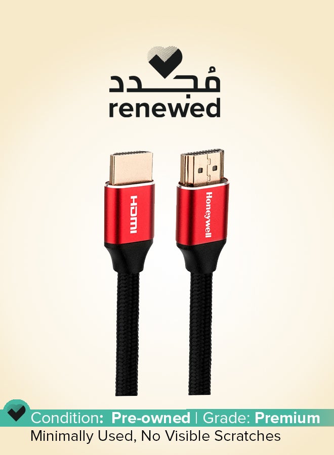 Honeywell Renewed - High-Speed HDMI 2.1 Cable With Ethernet, 3 Mtr Compatible With All HDMI-Enabled Devices - Red - Image 1