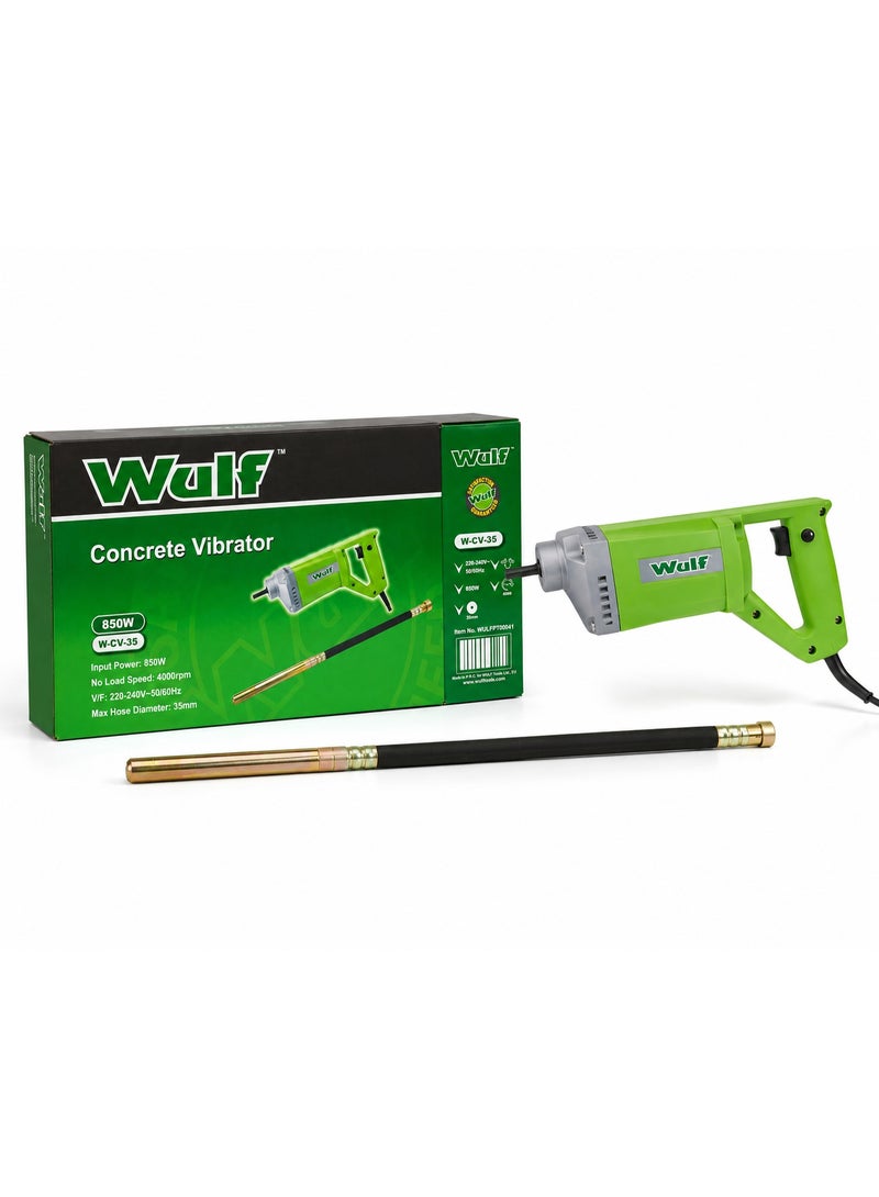 WULF 850W Concrete Vibrator Machine with 35mm Hose, Heavy Duty Electric Concrete Vibrator for Cement Compaction, Construction Work & Air Bubble Removal - Image 1