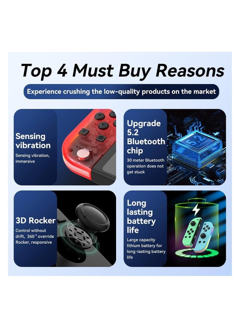 وحدة تحكم Joycon لنينتندو سويتش، بديلة مع إضاءة RGB قابلة للتعديل، توربو واهتزاز، تحكم حركي/وظيفة الاستيقاظ/وظيفة لقطة الشاشة - Image 2