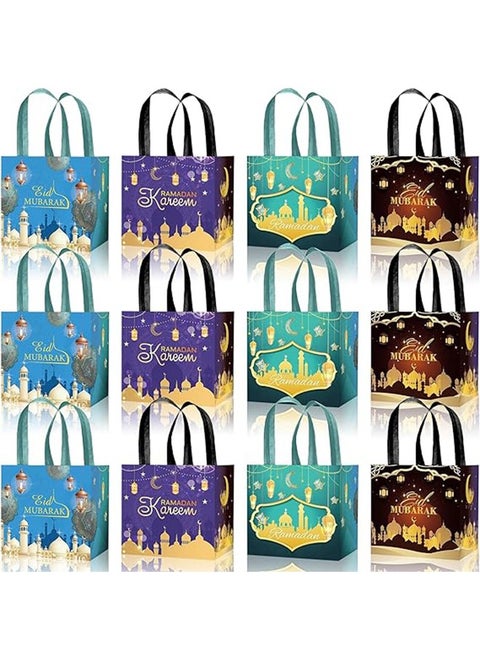 Eid al-Adha Decorations ,12Pcs Gift Bags, Eid al-Adha Party  Bags Treat Candy Bags Double Sided Printing Party Bags