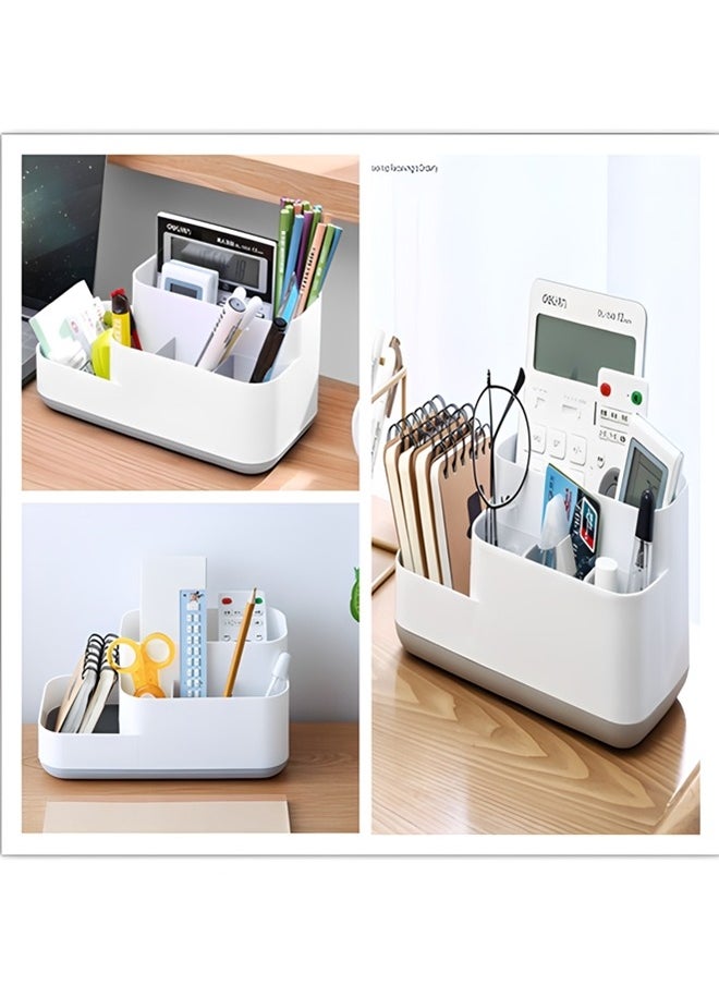 Beauenty - Bathroom Toothbrush Holder Countertop Organizer,Kitchen Cutlery Storage Rack,5 Compartments Multifunctional Storage For Toiletry,Office Stationery,Toothpaste,Toothbrush,Cutlery(Gray) - Image 1