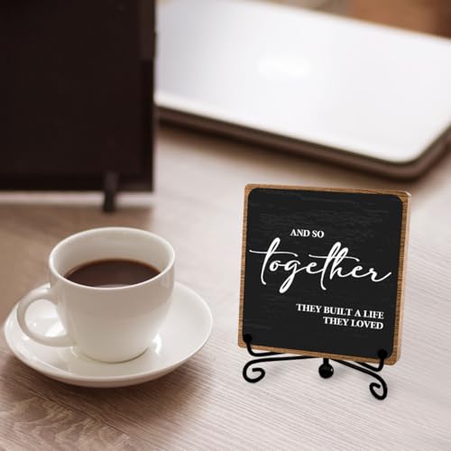 Toerifer Home Wooden Decor Sign, Farmhouse Plaque with Stand, Warmth Housewarming Gifts for Women Men Family, Table Desk Cubicles Accessories for Living Room Bedroom Home Decorations - Image 4