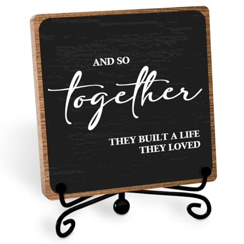 Toerifer Home Wooden Decor Sign, Farmhouse Plaque with Stand, Warmth Housewarming Gifts for Women Men Family, Table Desk Cubicles Accessories for Living Room Bedroom Home Decorations - Image 1