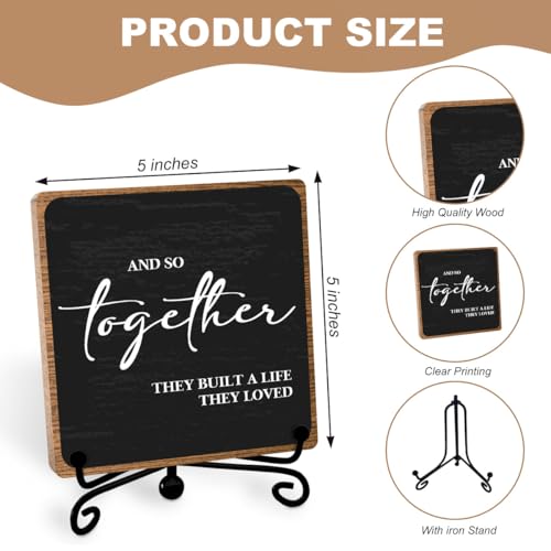 Toerifer Home Wooden Decor Sign, Farmhouse Plaque with Stand, Warmth Housewarming Gifts for Women Men Family, Table Desk Cubicles Accessories for Living Room Bedroom Home Decorations - Image 2