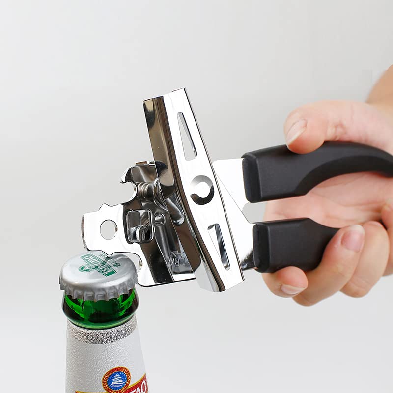 Dayish 3 in 1 Manual Can Opener and Tin Cutter/Bottle Opener with Comfortable Anti Slip Handle & Smooth Edge Blade - Stainless Steel - Image 2