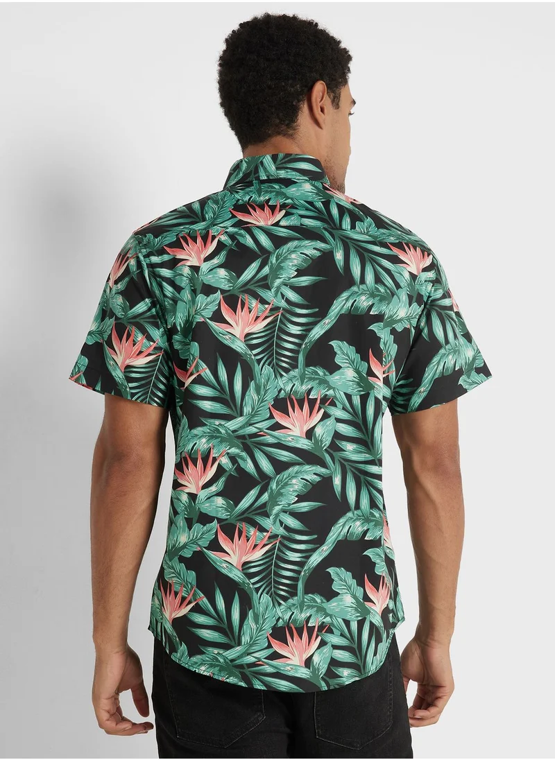 سفنتي فايف Leaf Print Shirt