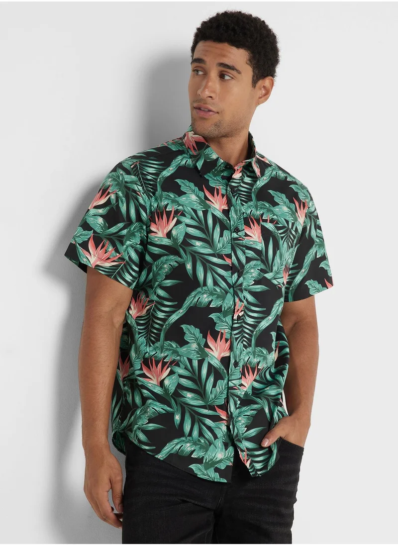 سفنتي فايف Leaf Print Shirt