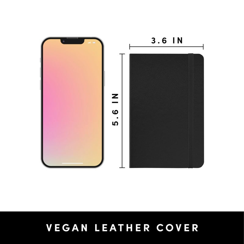 PAPERAGE Lined Pocket Journal Notebook, 1 Pack, (Black), 160 Pages, Small, 3.6 inches x 5.6 inches - 100 GSM Thick Paper, Hardcover - Image 2