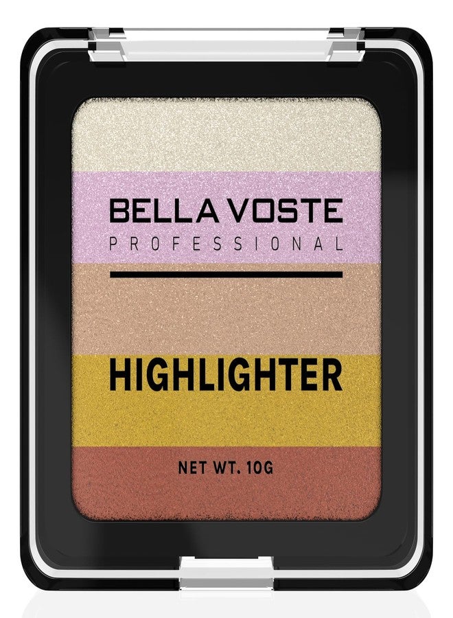 BELLA VOSTE Professional | Unveil Your Inner Glow with 5-in-1 Highlighter Palette | Rich Pigmentation | Glam & Charm | Cruelty Free (BVHL204) - Image 1