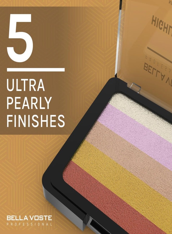 BELLA VOSTE Professional | Unveil Your Inner Glow with 5-in-1 Highlighter Palette | Rich Pigmentation | Glam & Charm | Cruelty Free (BVHL204) - Image 3