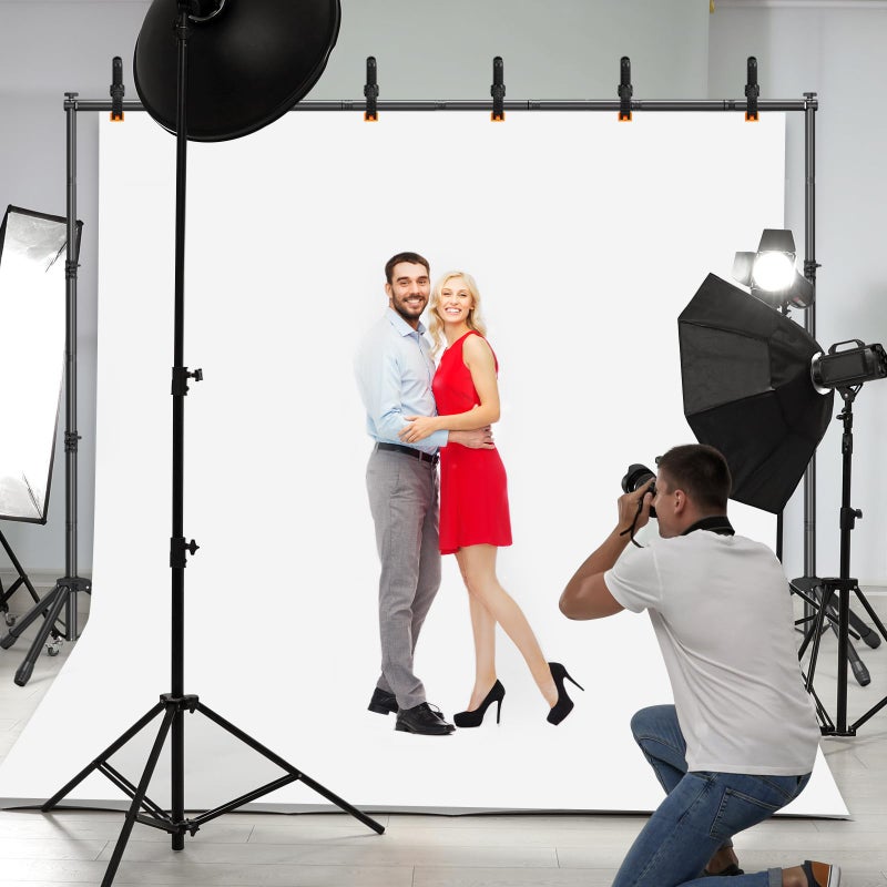 Popoko Backdrop Stand 10x7.5 FT for Photography Studio, 3-in-1 T-Shape Photo Backdrop Stand Kit for Birthday Party, Background Stand for Photo Video Studio with Carring Bag, Banner Stand with 2 Sandbags - Image 4