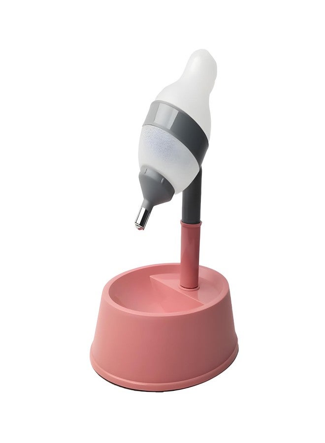 Hotumn Pet Standing Water Dispenser Splash-Proof Cat Dog Standing Drinking Bowl Height Adjustable with Detachable Pole Automatically Feeding Water Anti-Spill for Puppy Dog Cat Small Pet (Pink&Grey) - Image 1