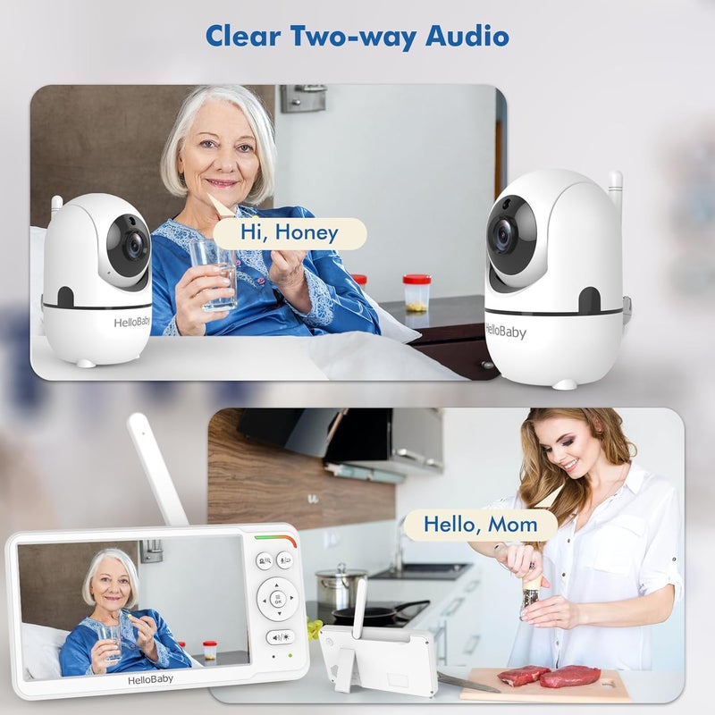 HELLO BABY مراقب الأطفال HelloBaby، أول شاشة IPS بحجم 6 بوصات في العالم، بطارية لمدة 30 ساعة، آمن بدون واي فاي، كاميرا بان تيلت، رؤية ليلية، VOX، محادثة ثنائية الاتجاه، 1000 قدم، مراقب صوت وصورة محمول مثالي للأمهات، كبار السن، والحيوانات الأليفة - Image 3