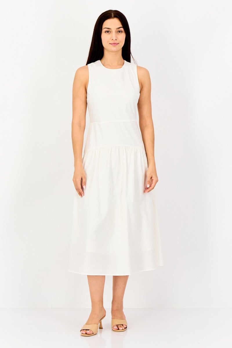 bebe Women Solid Midi Dress, White - Image 1