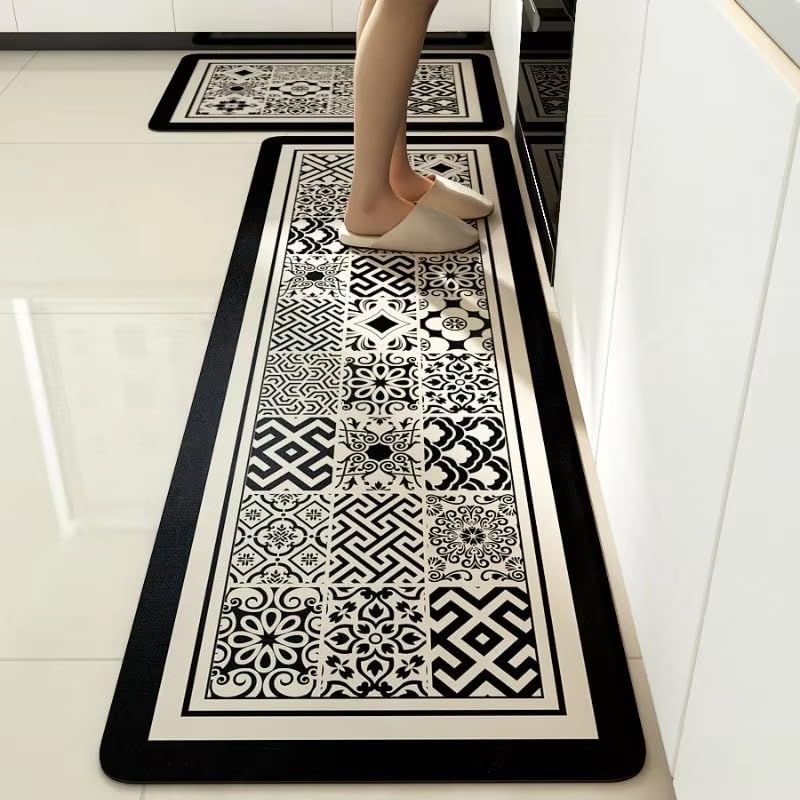 MAXOSHINE Kitchen Mats for Floor Anti Slip Waterproof Feet Comfort Kitchen Runner Floor Mat Standing Desk Mat Floor Mats for Kitchen Moroccan Set of 2