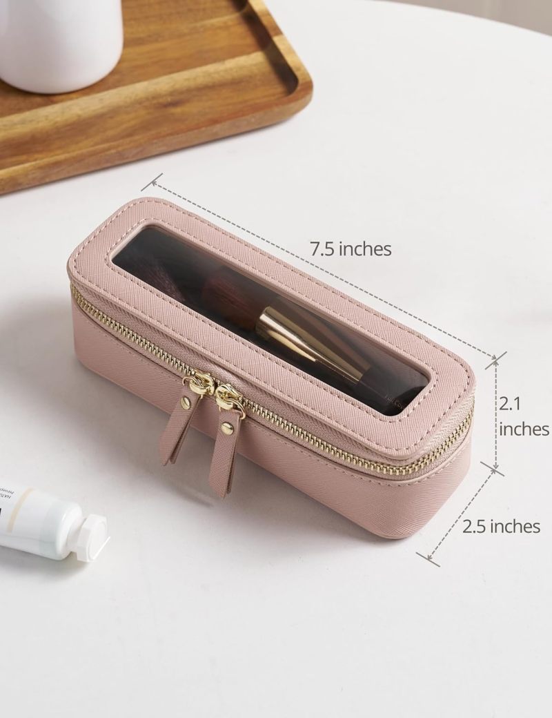 Transparent Travel Makeup Bag 19.1 cm x 6.4 cm - Slim Compact Cosmetic Organizer Portable Toiletry Storage for Personal Care Essentials - Image 5