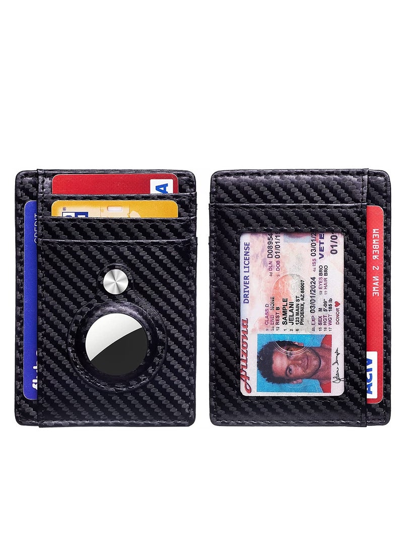 KASTWAVE Wallet Case Holder for Air Tag, Slim Minimalist Wallet Card Holder for AirTag Carbon Firber Texture - Image 2