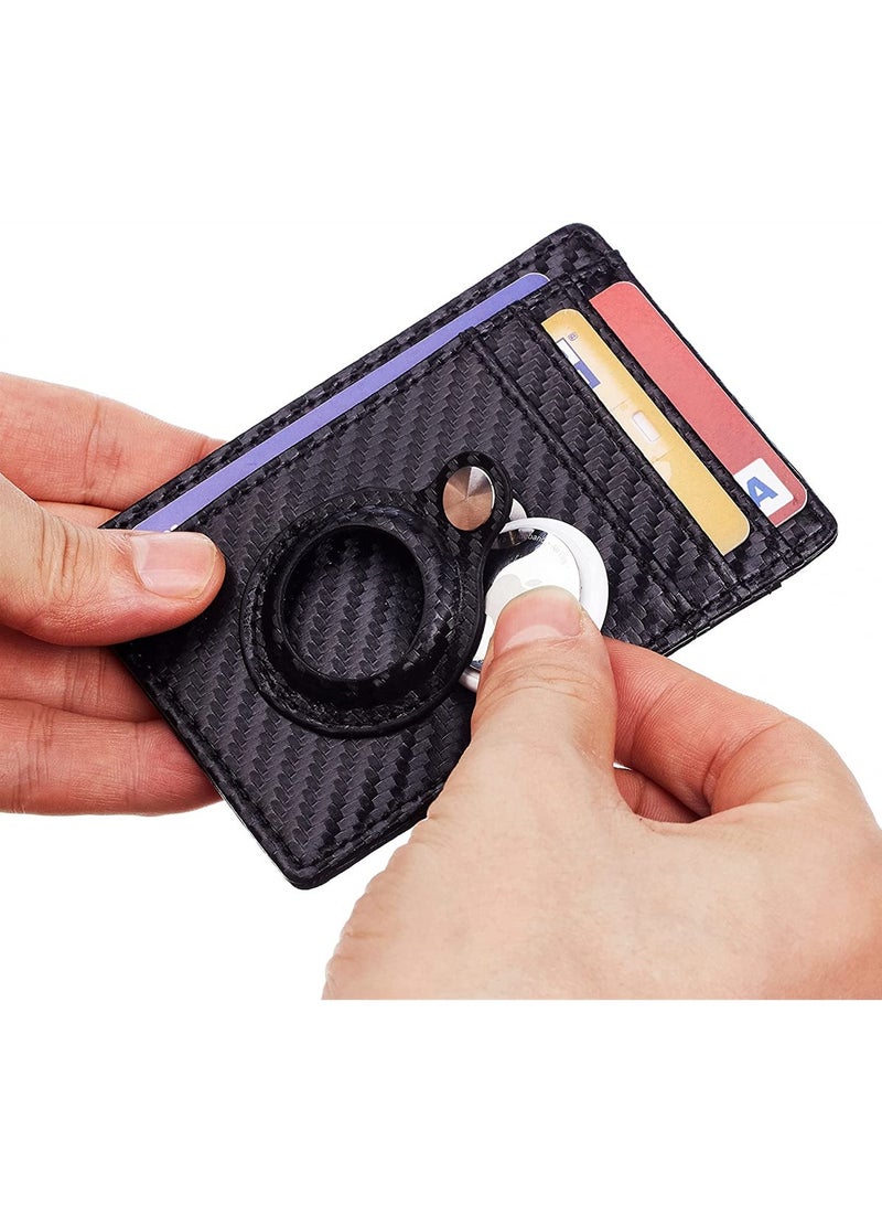 KASTWAVE Wallet Case Holder for Air Tag, Slim Minimalist Wallet Card Holder for AirTag Carbon Firber Texture - Image 4