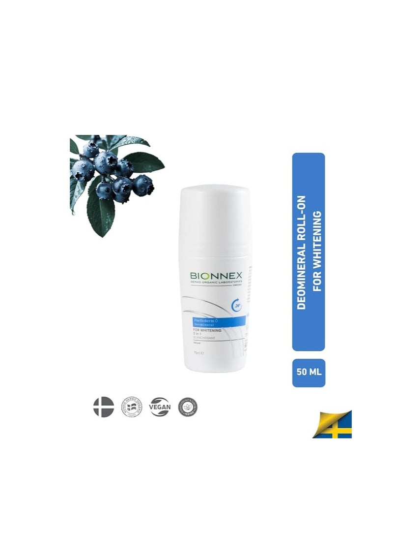 بيونيكس Bionnex Perfederm Deomineral Whitening 2-in-1 Deodorant – Natural Roll On with Arbutin, Amino Acids & Tetra Complex CX19 – Whitens Underarms & Nourishes Skin – 75 ML - Image 4