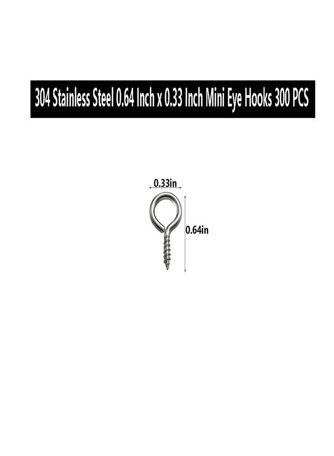 IDEALSV (304) Stainless Steel Small Screw Eyes 0.64x0.33 inch Eyelet Hooks Screws Ring 300 Pcs Small Jewelry Screw Hooks Eye Pins - Image 2