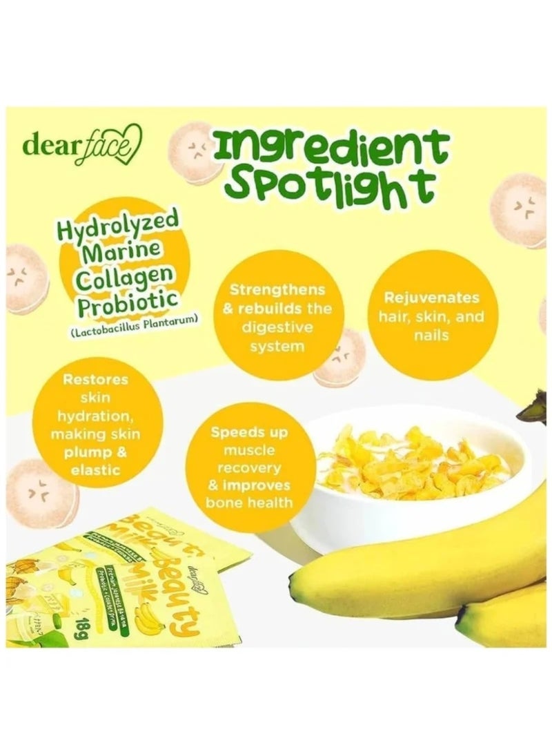 دير فيس مشروب بيوتي ميلك الفاخر الياباني بالموز مع الكولاجين والبروبيوتيك 180 جم . - Image 2