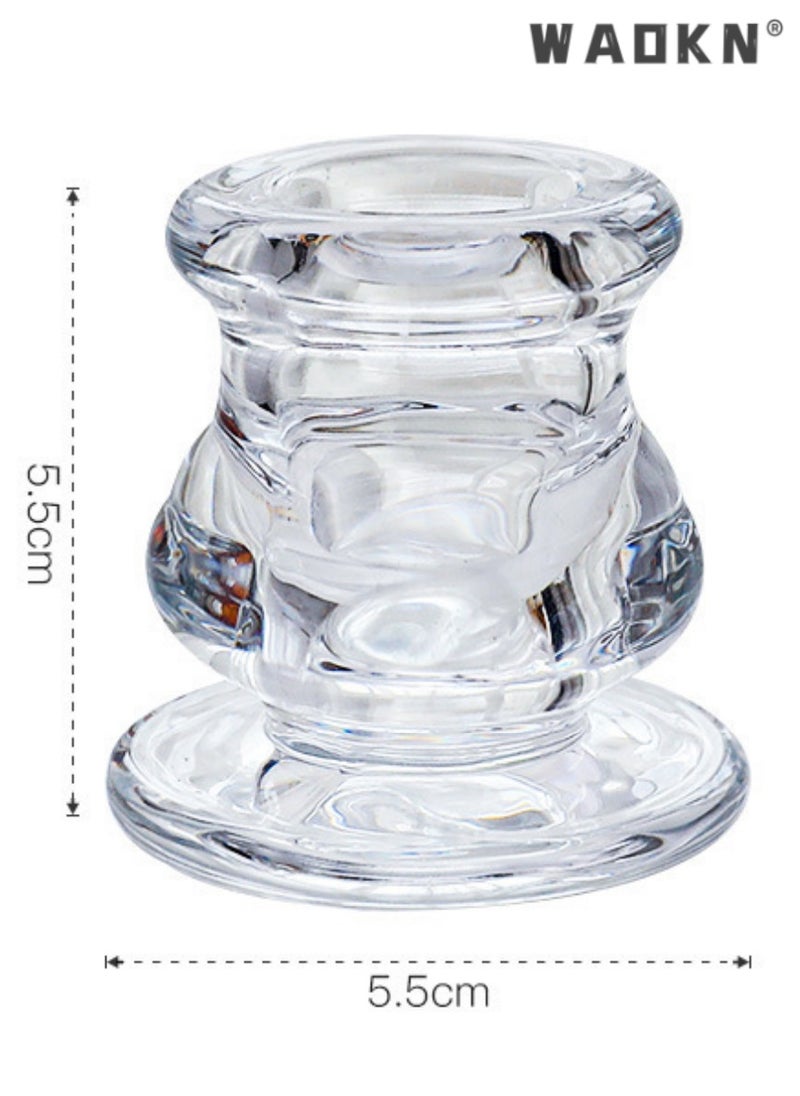 WAOKN - Elegant Glass Candlestick Holders Set of 6 - Tapered Design for Wedding Celebration Tables, Anniversary Dinner Gatherings, Sophisticated Dining Room Displays, Romantic Valentine's Day Settings, and Any Special Occasion Decor - Image 1
