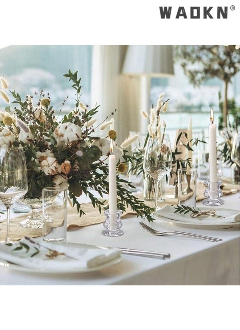WAOKN - Elegant Glass Candlestick Holders Set of 6 - Tapered Design for Wedding Celebration Tables, Anniversary Dinner Gatherings, Sophisticated Dining Room Displays, Romantic Valentine's Day Settings, and Any Special Occasion Decor - Image 1