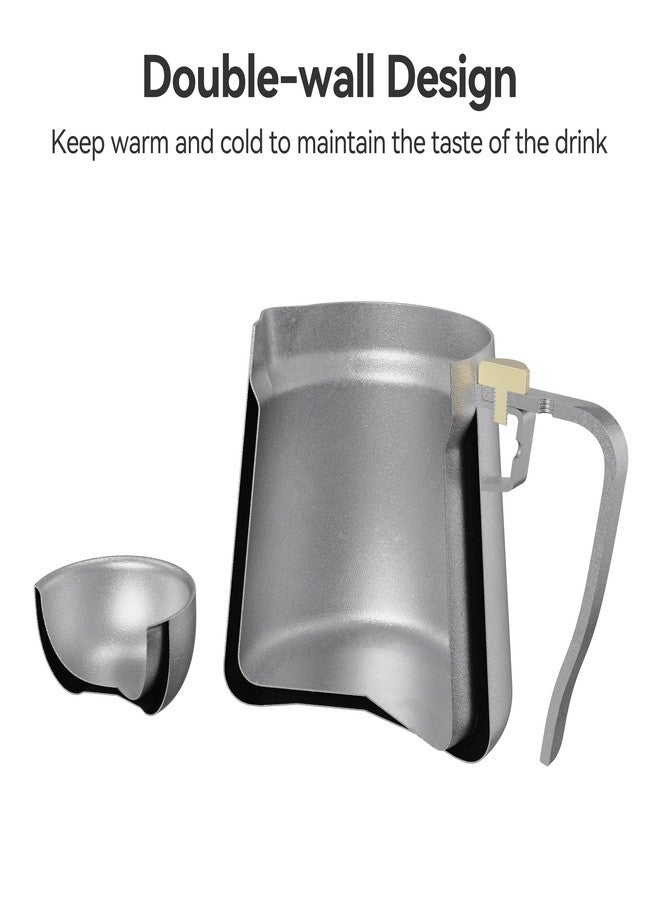 Thous Winds Titanium Tea Set, Portable Kung Fu Tea Pot with 3 Tea Cups, Double-layer Teapot with Strainer, Lightweight Tea Make for Outdoor Camping Backpacking Coffee - Image 3