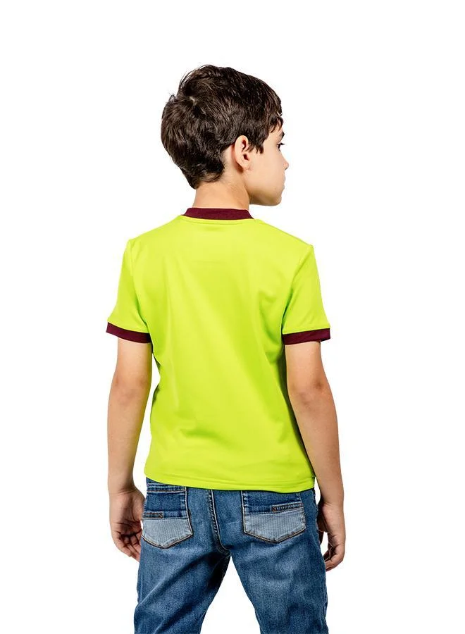 Zaecy Green Chartreuse-Bulgarian Rose Boy's V-neck Short Sleeve T-Shirt for Men | Best Price UAE