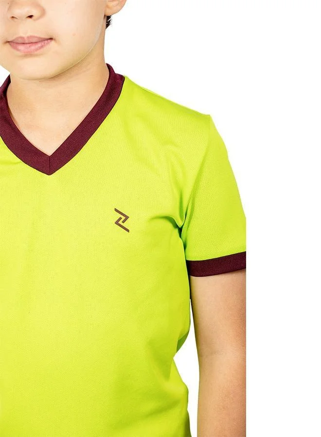 Zaecy Green Chartreuse-Bulgarian Rose Boy's V-neck Short Sleeve T-Shirt for Men | Best Price UAE