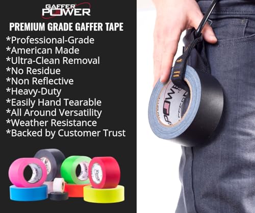 Gaffer Power Proudly Made in The USA, Real Professional Grade Gaffer Tape, Heavy Duty Gaffers Tape, Non-Reflective, Multipurpose. 2 Inches x 30 Yards, Black - Image 2